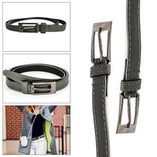 Women Ladies Plain Thin Skinny PVC Adjustable Grey Waist Belts Jeans Dresses