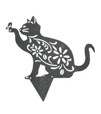 Black Floral Cat Ornament