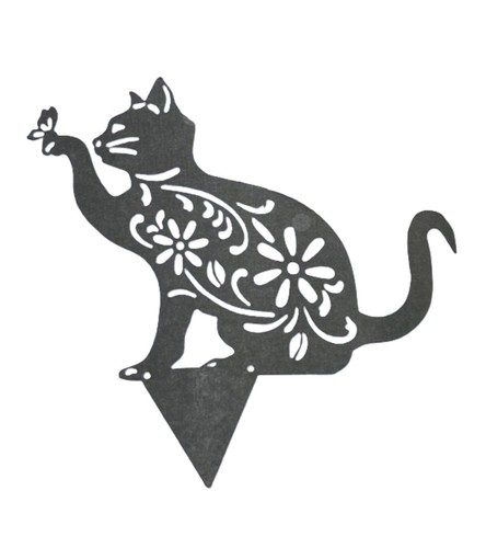 Black floral cat ornament - floral,