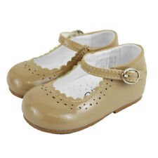 BABY GIRL CAMEL SHOES SPANISH STYLE PATENT MARY JANE WALKING SHOES GIRLS UK 2-8