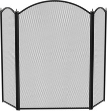 Fire Vida Selby 3 Panel Fire Screen Spark Fire Guard, Metal, Black