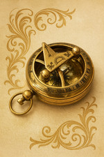 Antique Solid Brass Pocket Compass Sundial Vintage Camping Hiking Tool