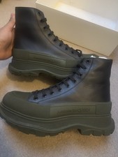 Alexander McQueen Tread Slick Boot Leather black khaki green EU44 UK10