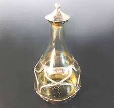 RARE HAND RAISED ARTS & CRAFTS SILVER MOUNTED BOTTLE  by OMAR RAMSDEN - 1904