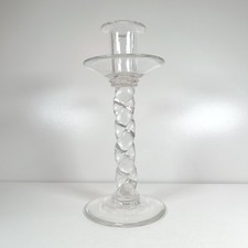 Antique 18th /19th Century Glass Candlestick Heavyweight Hand Blown Barley Twist