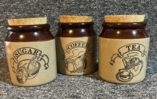 Vintage Glazed Stoneware Pearsons of Chesterfield tea coffee sugar Jars 16cm