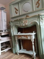 Green And Gold Hand Painted Strong Plaster French Style Fire Surround
