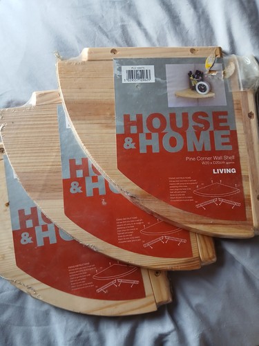 Pine corner wall shelfs - x3,
