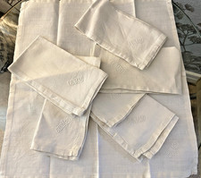 7 VINTAGE WHITE LINEN  TABLE
