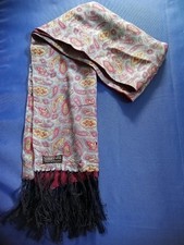 Vintage Sammy Blue & Red Paisley Tassel Scarf Made In England Mod Ska Oasis 