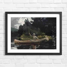 Man fly fishing canoe lake - fishing,