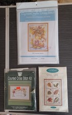 Autumn Cross Stitch Kits Bundle x 3, Lantern,Leaves,Floral, Unused 