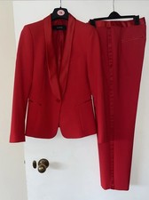 Red Scarlet Zara Suit trousers & Jacket Size L Approx 12-14 TUXEDO Party 