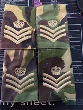 Genuine British Army DPM/Woodland Camo STAFF SERGEANT Rank Slides/Epaulettes NEW