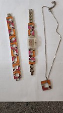 Swatch Bijoux (70's Retro Design) Watch, Necklace And Bracelet Set