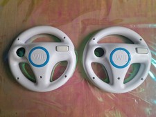 x2 Official Nintendo Mario Kart Wii White Steering Wheel Set Bundle Wheels x2