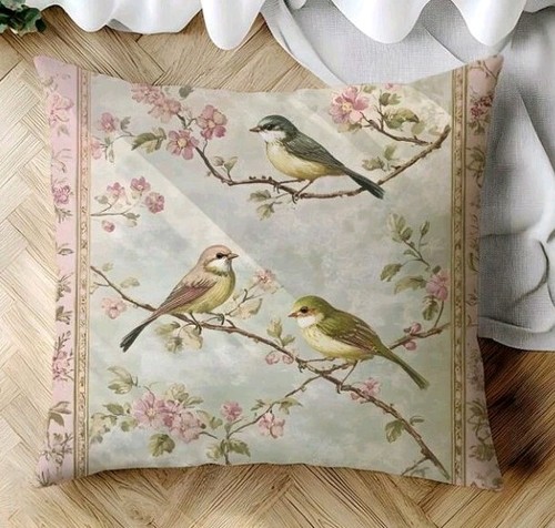 Vintage floral garden - garden, birds
