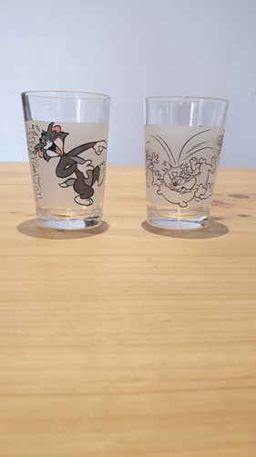 Tom and jerry glass tumblers - and,