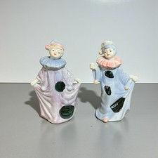 Pair of Vintage 80's Clown Ornaments - Pierrot Figurines - Home Decor
