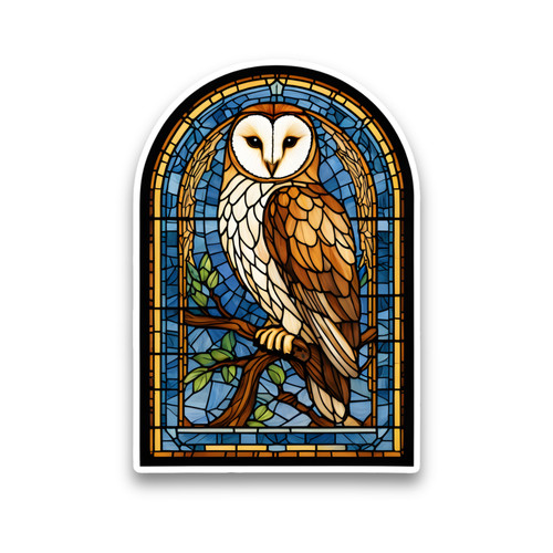 Barn owl faux stained glass - faux,