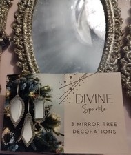 Divine Sparkle Pack of 3 Mirror Christmas Tree Decorations Glitter