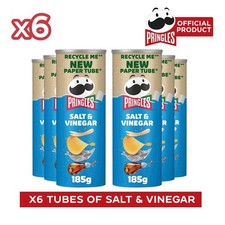 Pringles Salt & Vinegar Flavour Crisps Sharing Tub 185g, 6 pack