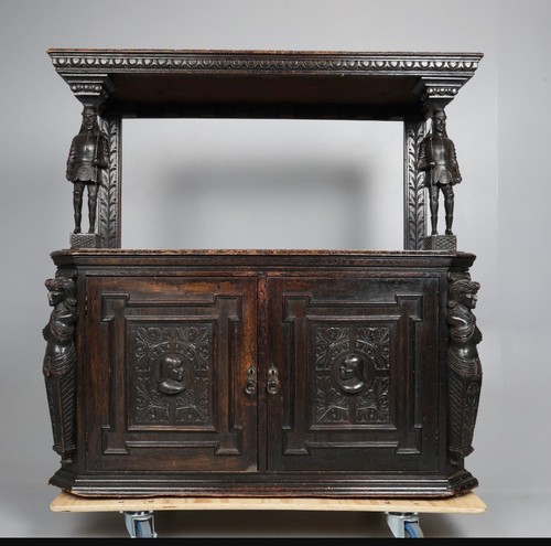 Victorian carved oak buffet - carved,