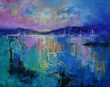 Richard Blowey Original Oil Painting Estuary Boats Cornwall Cornish Art