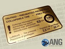 PORSCHE 924 TURBO, 911SC '78-'88 EMERGENCY COLLAPSIBLE SPARE WHEEL DECAL, LABEL