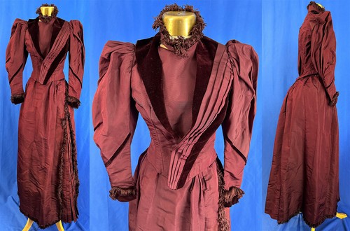 Victorian burgundy red silk - burgundy,