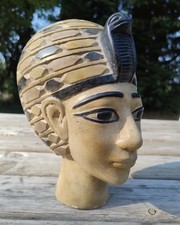 OLD STONE HAND CARVED BUST / HEAD - EGYPTIAN REVIVAL / GRAND TOUR? - 19cm TALL