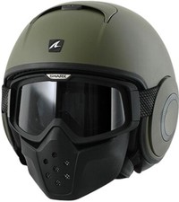 Jet Helmet Shark Raw Blank Matte Green Size XS