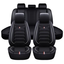 White Trim Car Seat Covers Full Set PU Leather Protectors Fit For Toyota Avensis