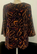 Beautiful vintage velvet top with Etro patterns 3/2 sleeves size about 10