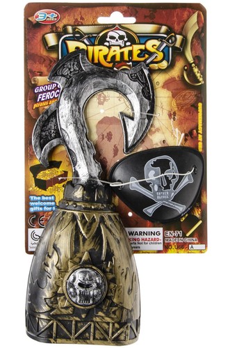 Gold pirate hook - and, eyepatch