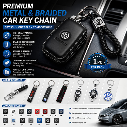 Metal leather car keyring - 3d,