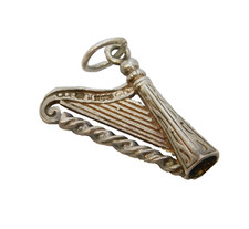 Sterling Silver Musical Concert Harp Charm Pendant Vintage c1970