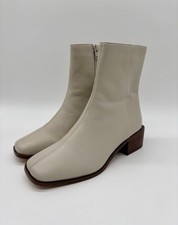 Marks & Spencer Cream Leather Ankle Boots - UK Size 3.5 - New
