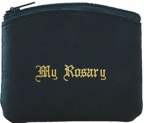 Bonded black leather rosary - my,