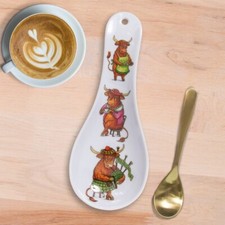 LEONARDO FUN LIFE STYLE HIGHLAND COW MELAMINE TEA BAG SPOON REST HOLDER