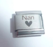 NAN BLACK HEART Italian Charm fits Classic Starter Bracelets I Love My Nana N79