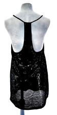ZAMBESI Sequin Black Top Tunic Silk Scandal Chaviar Racer Back Mini Dress UK 10