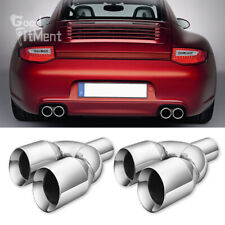 For Porsche 911 Exhaust Dual Pipe Tip 2.5" In 3.5'' Out 9.5'' Length Double Wall