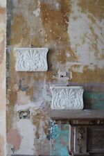19th C Pair Carved Marble Architectural Corbels  Elements Salvage Antique Curio