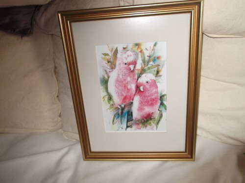 Pink cockatoo gold framed - gold,