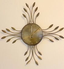 Vintage Mid-Century Modern Sunburst Wall Clock