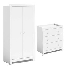 Sleigh Wardrobe & Dresser Changer White Sleigh Style Two-Piece Nursery Furniture