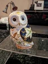Royal Crown Derby Paperweight 'Twilight Owl' Gold Stopper, Lovely Condition