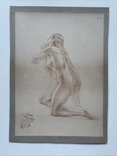 Antique French Academic Female Nude Ève after Tobbé-Duval by F. Grellet, Paris