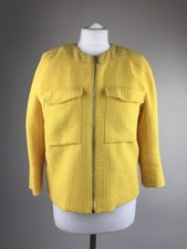 H&M Yellow Boucle Style Zip Jacket Coat Size Eur 38 UK 10 Formal Wedding Office